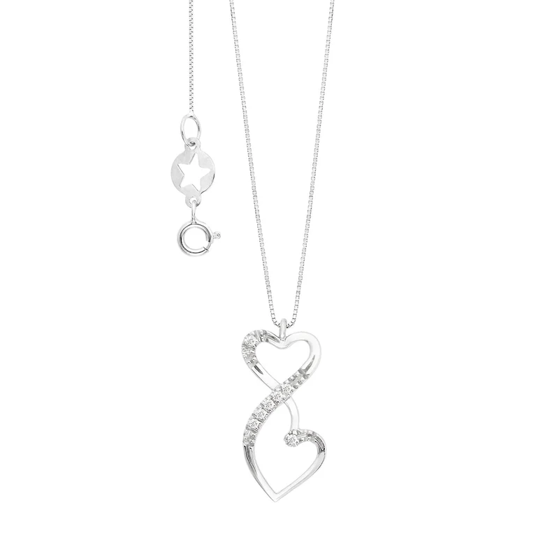 Comete Collana cuori in Oro bianco 750‰ e Diamanti bianchi GLB1705