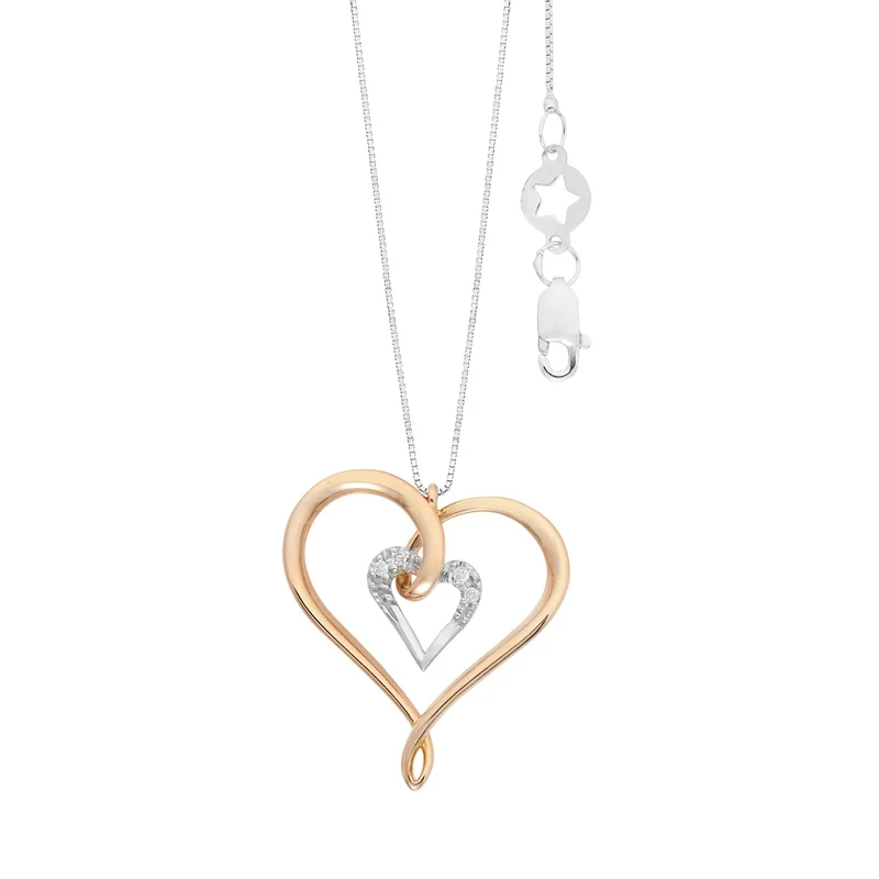 Comete Collana cuori in Oro bianco e rosè 750‰ e Diamanti bianchi GLB1706