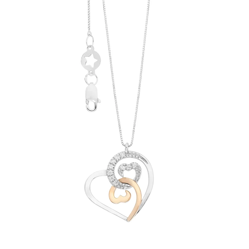 Comete Collana cuori in Oro bianco e rosè 750‰ e Diamanti bianchi GLB1707