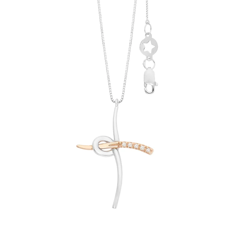 Comete Collana Croce in Oro bianco e rosè 750‰ e Diamanti bianchi GLB1712