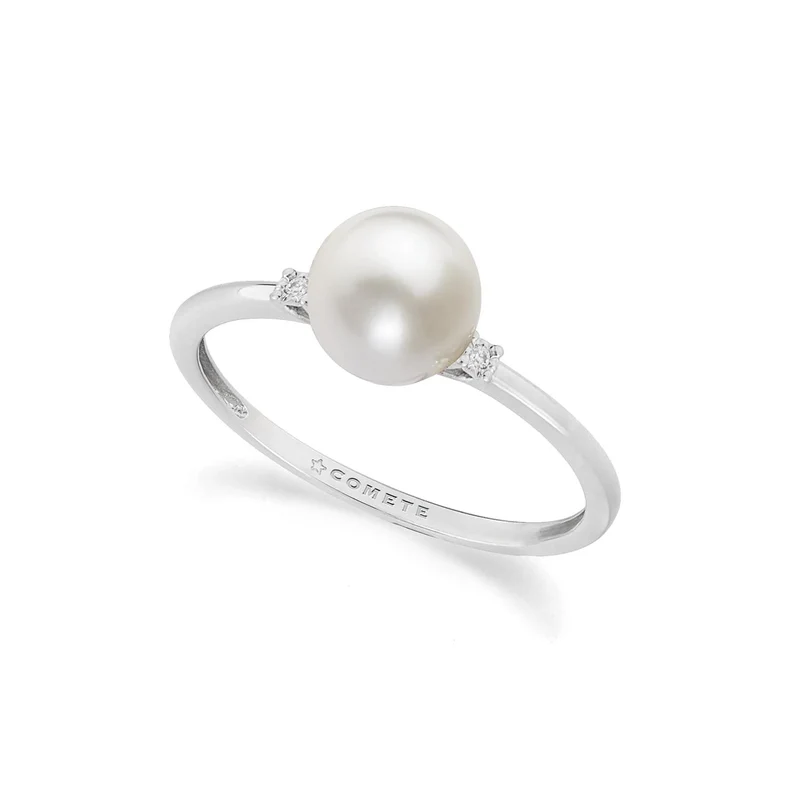 Comete Anello in Oro bianco 750‰, Diamanti e Perla coltivata ANP415