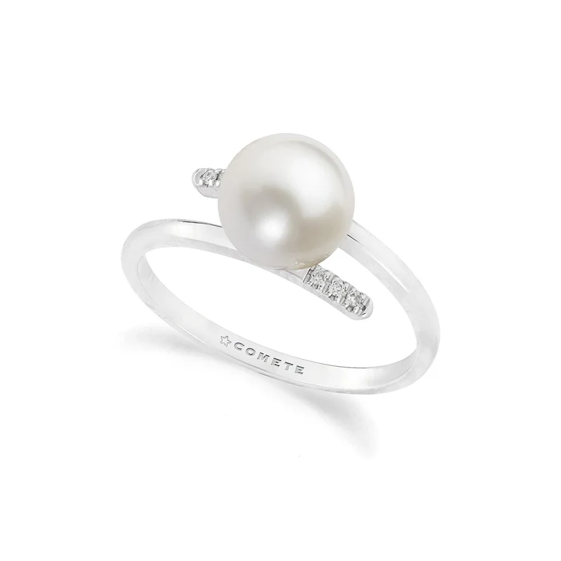 Comete Anello con Perla in Oro bianco 750‰ e Diamanti bianchi ANP416