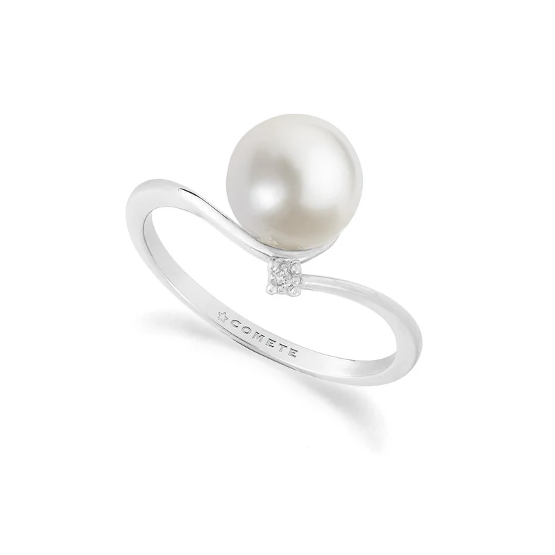 Comete Anello in Oro bianco 750‰, Diamante bianco e Perla coltivata ANP418