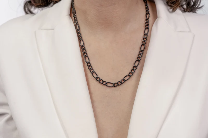 Comete Collana in Argento 925‰ rutenio, zirconi neri UGL765
