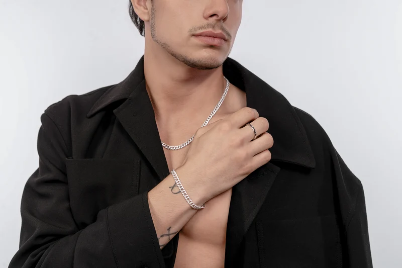 Comete Collana in Argento 925‰ rodiato, acciaio, zirconi bianchi UGL768