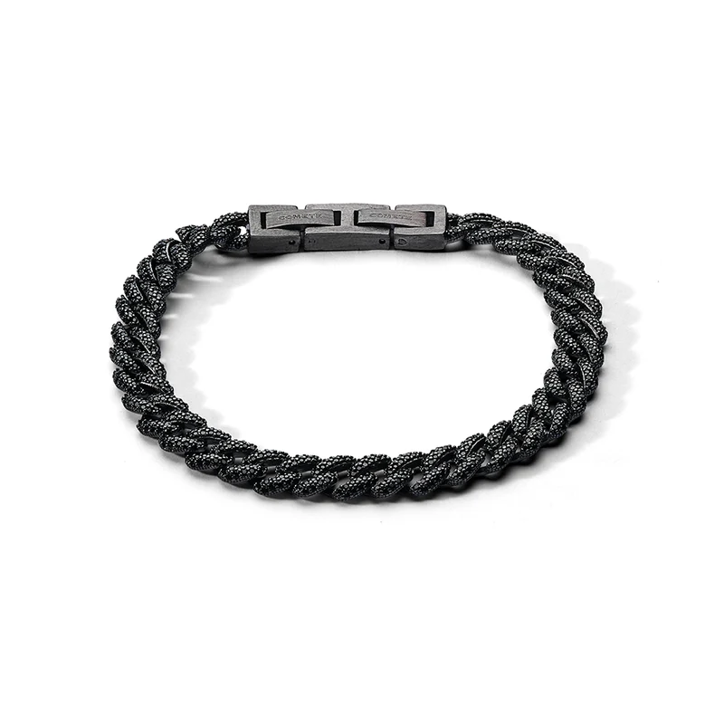 Comete Bracciale in Argento 925‰ rutenio, acciaio pvd nero con zirconi neri UBR1294M20