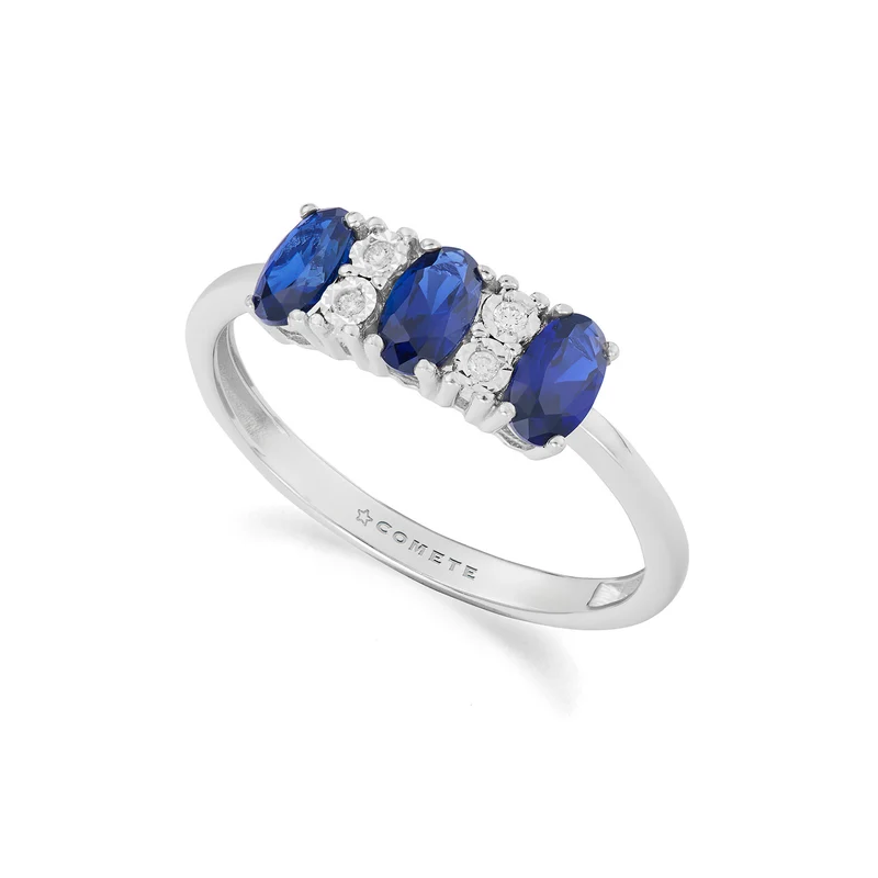 Comete Anello in Oro bianco, Diamanti e Zaffiri Blu KANB1907