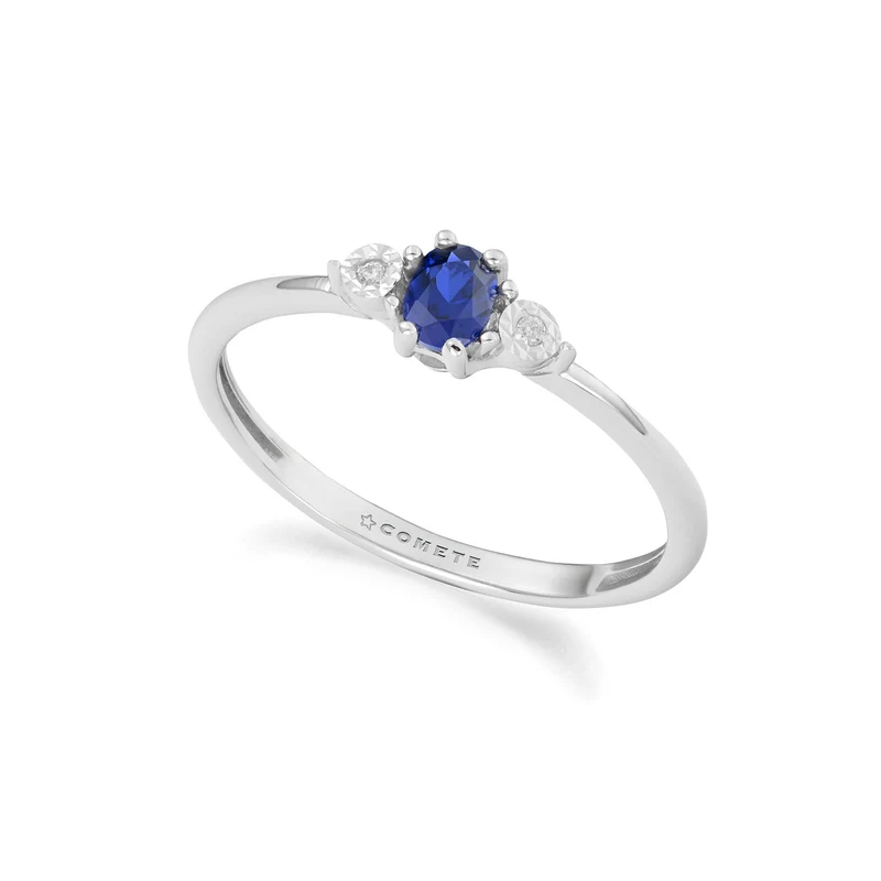 Comete Anello in Oro bianco, Diamanti e Zaffiro Blu ricristallizzato KANB1911