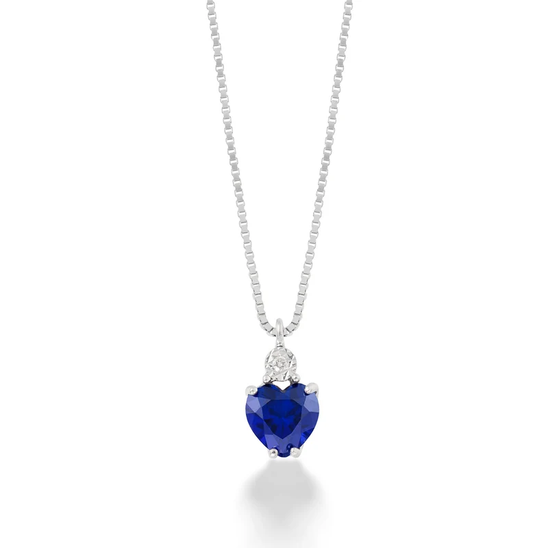 Comete Girocollo in Oro bianco, Diamanti e Zaffiro Blu ricristallizzato KGLB1423