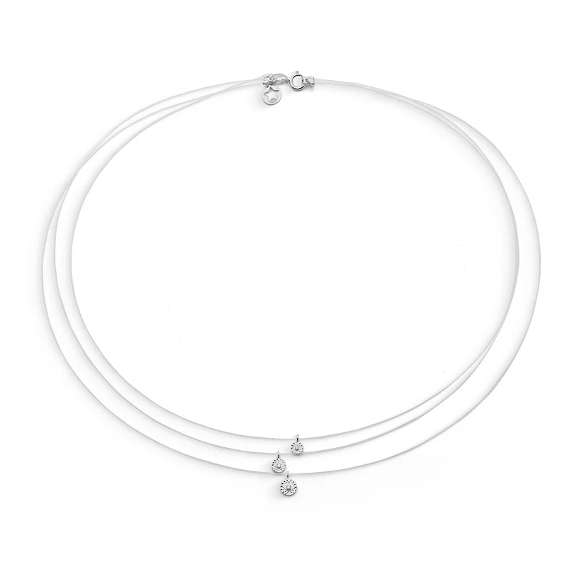 Comete Girocollo in Oro bianco 375‰ con pendenti a goccia e diamanti bianchi KGLB1431