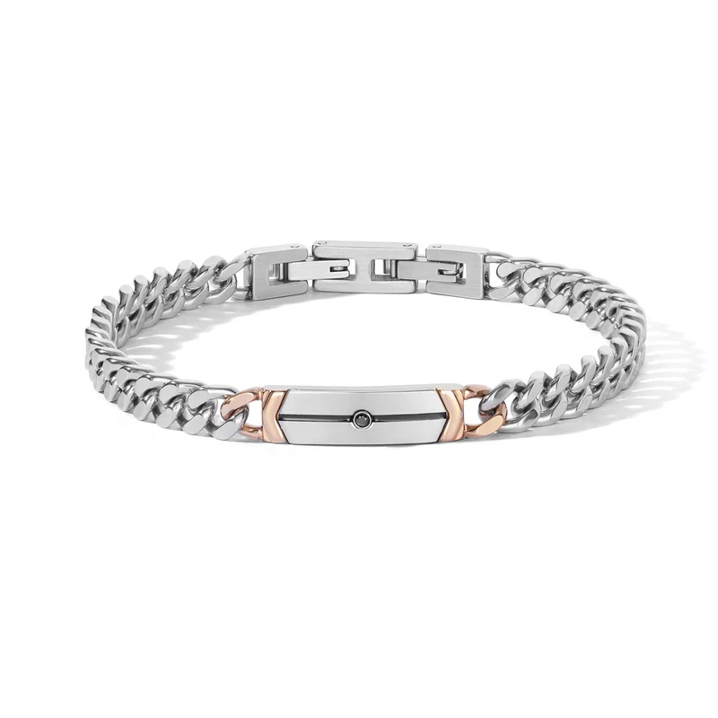 Comete Bracciale in Acciaio, zircone nero, pvd e smalto nero UBR1303