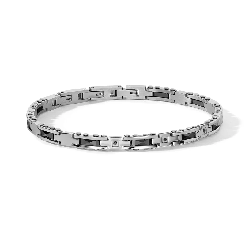 Comete Bracciale in Acciaio, zirconi neri e ceramica UBR1307