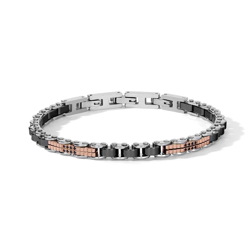 Comete Bracciale in Acciaio, zirconi neri, pvd e ceramica UBR1308