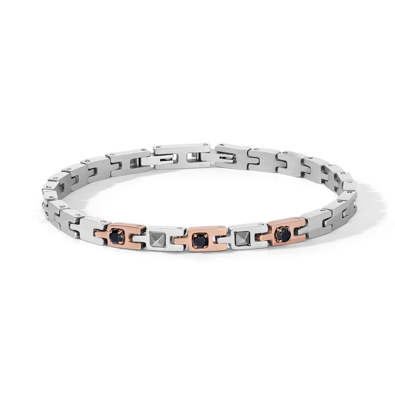 Comete Bracciale in acciaio, zirconi neri e pvd rosè UBR1315