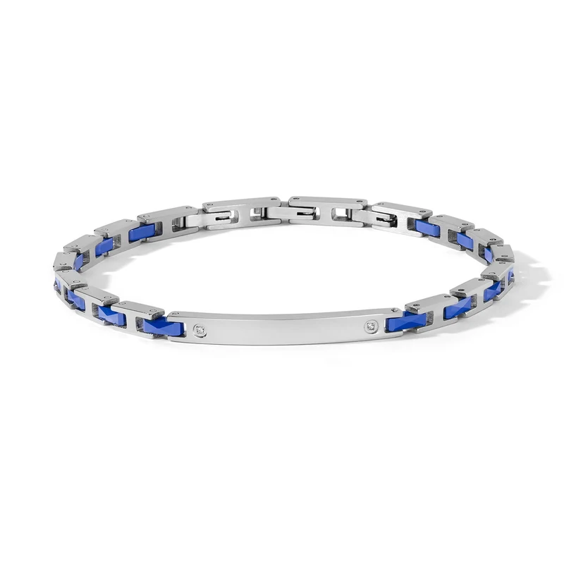 Comete Bracciale in acciaio, diamanti e ceramica blu UBR1318