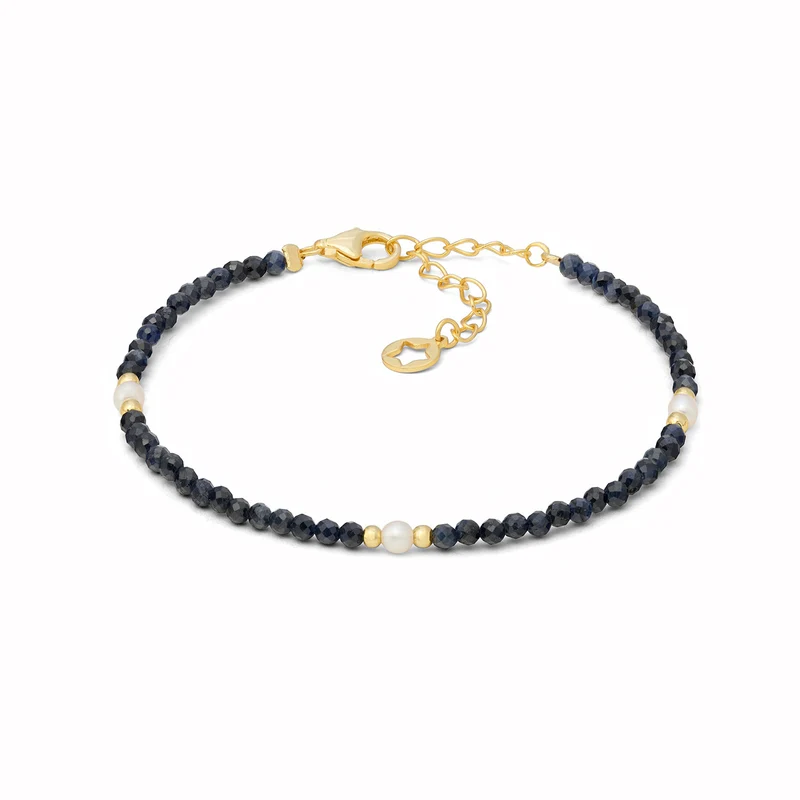 Comete Bracciale in argento dorato 925‰ con zaffiro e perle BRA281