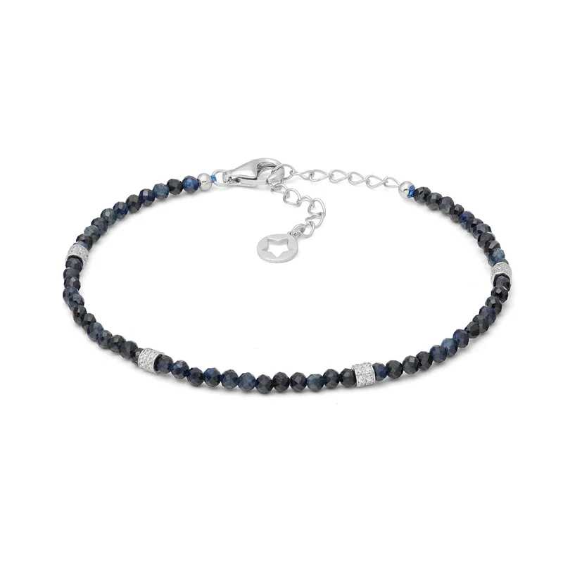 Comete Bracciale in argento 925‰ con radice di zaffiro blu e zirconi BRA291