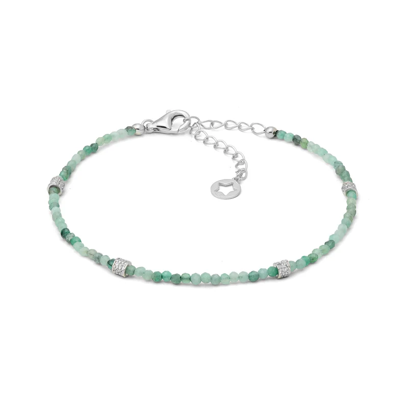 Comete Bracciale in argento 925‰ con radice di smeraldo e zirconi BRA294