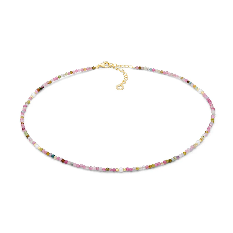 Comete Girocollo in argento 925‰ dorato con tormalina multicolor e perle GLA289