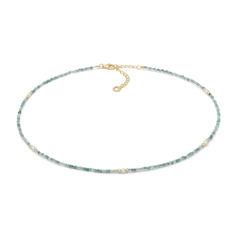 Comete Girocollo in argento 925‰ con radice di smeraldo e perle GLA290