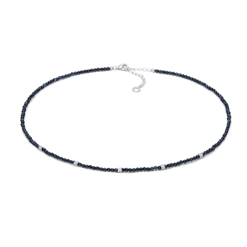 Comete Girocollo in argento 925‰ con radice di zaffiro blu e zirconi GLA292