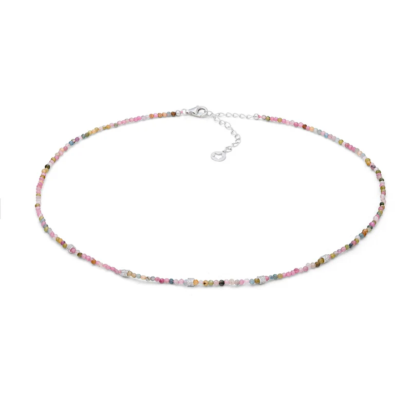 Comete Girocollo in argento 925‰ con tormalina multicolor e zirconi GLA294