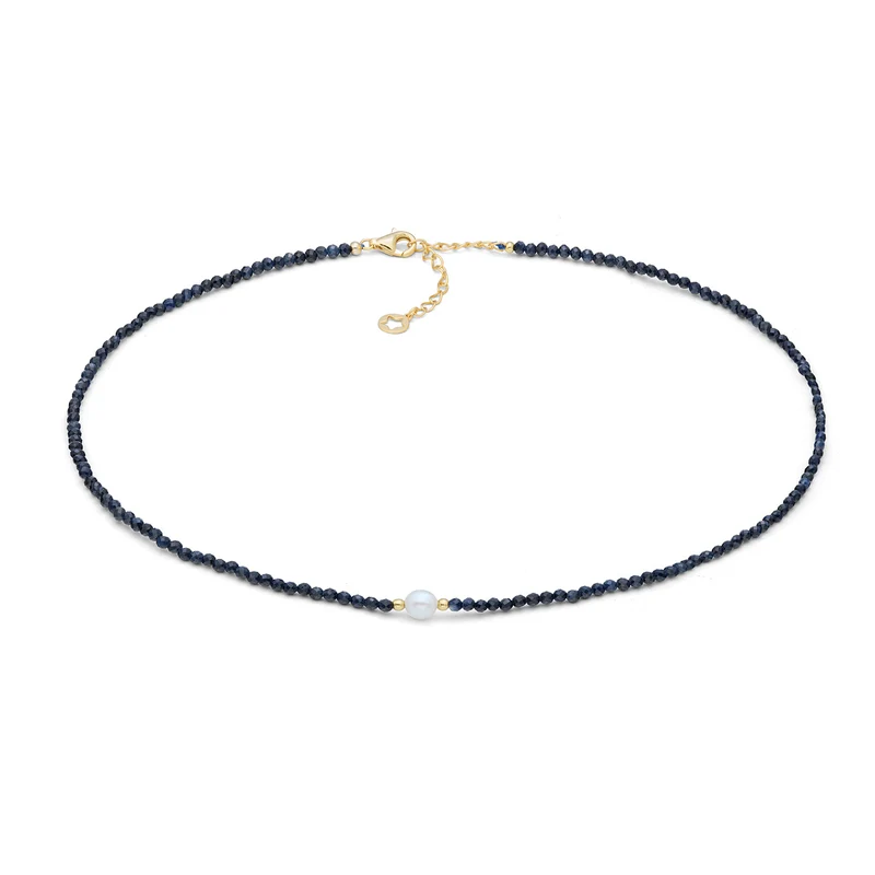 Comete Girocollo in argento 925‰ con zaffiro blu e perla GLA297