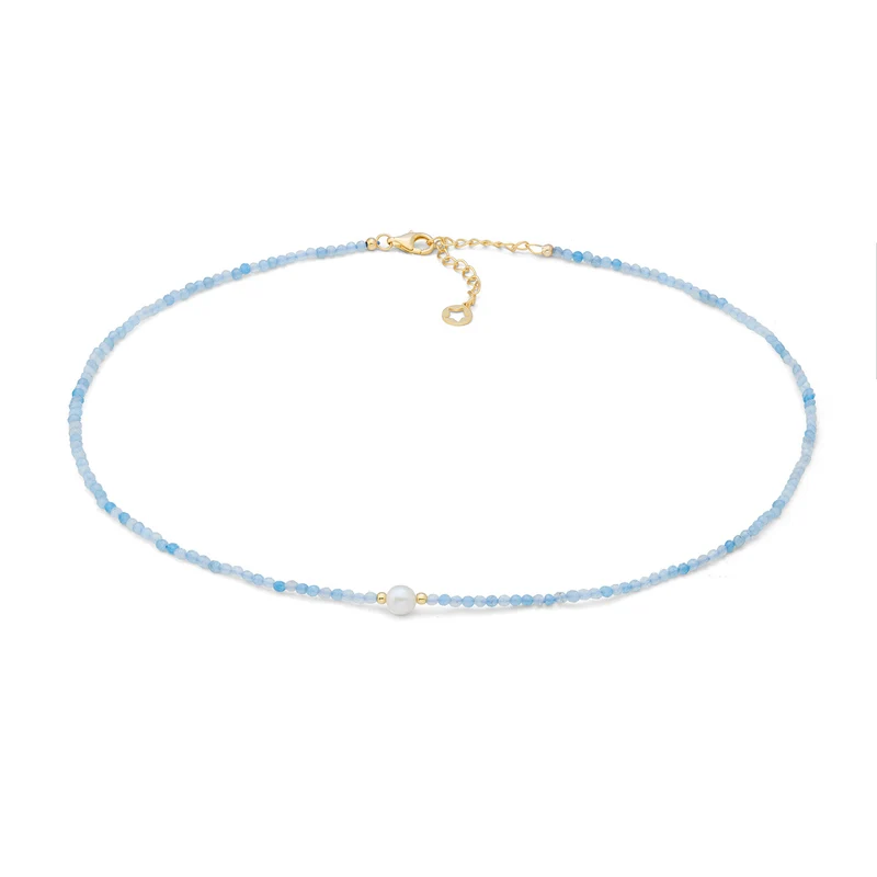 Comete Girocollo in argento 925‰ con acquamarina e perla GLA298
