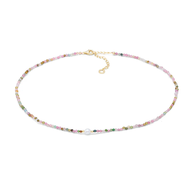 Comete Girocollo in argento 925‰ con tormalina multicolor e perla GLA299