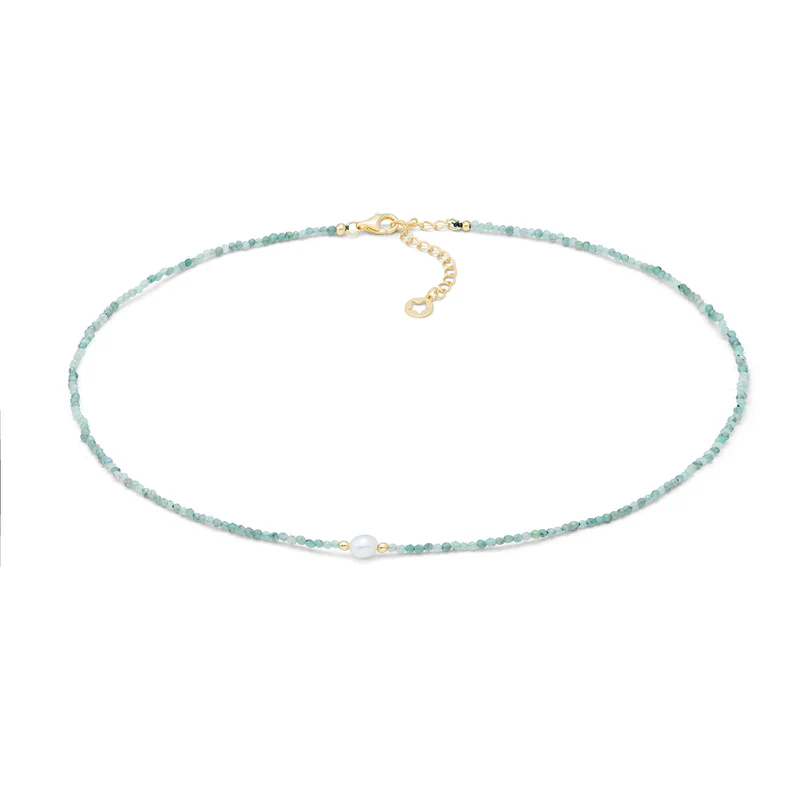 Comete Girocollo in argento 925‰ con smeraldo e perla GLA300