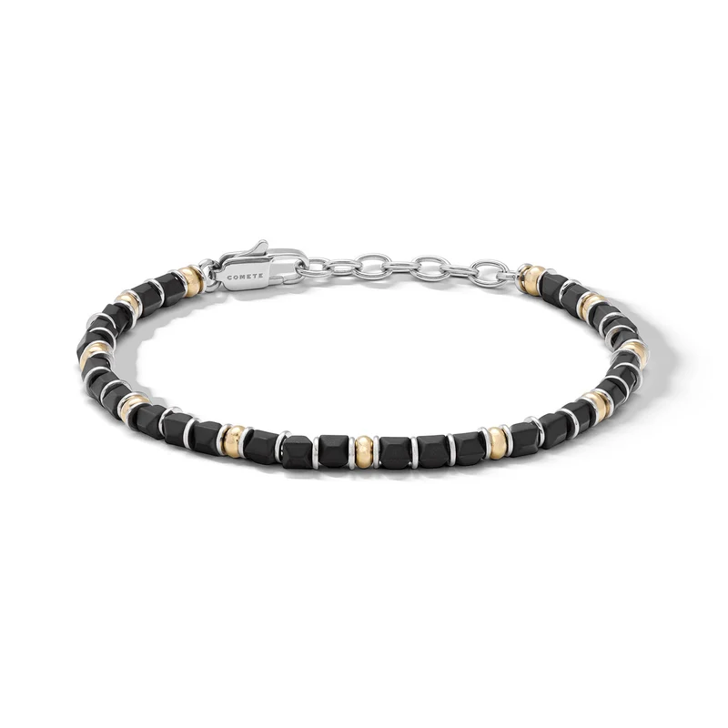 Comete Bracciale in acciaio con ematite nera e PVD giallo UBR1327