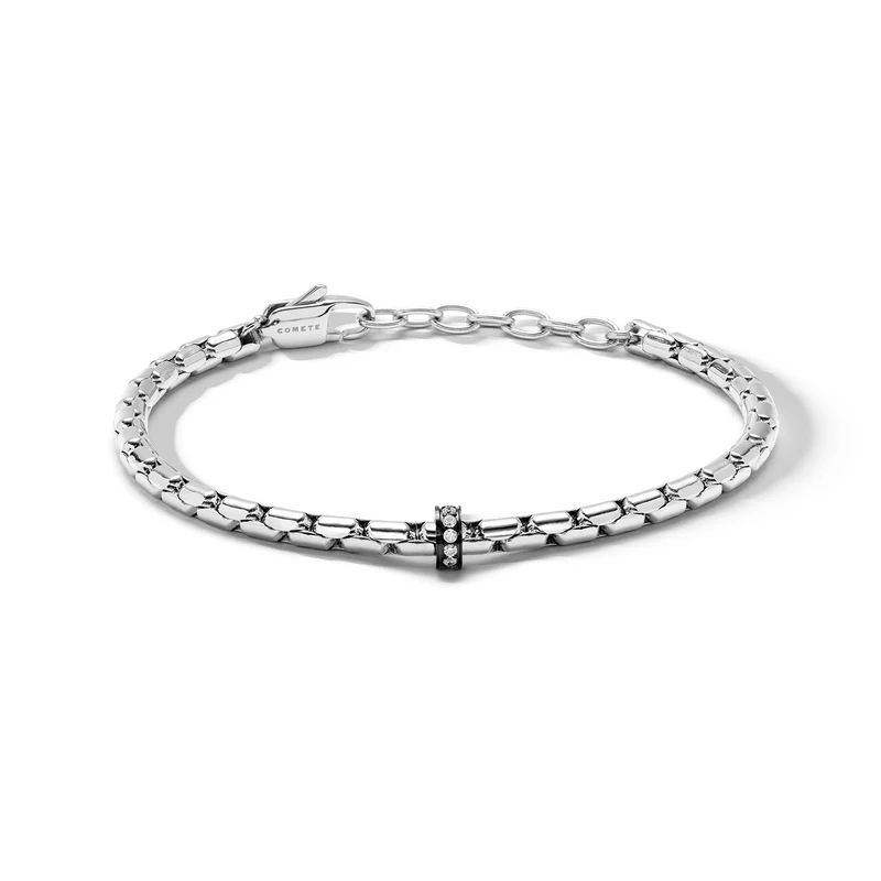 Comete Bracciale in acciaio con PVD nero e zirconi bianchi UBR1349