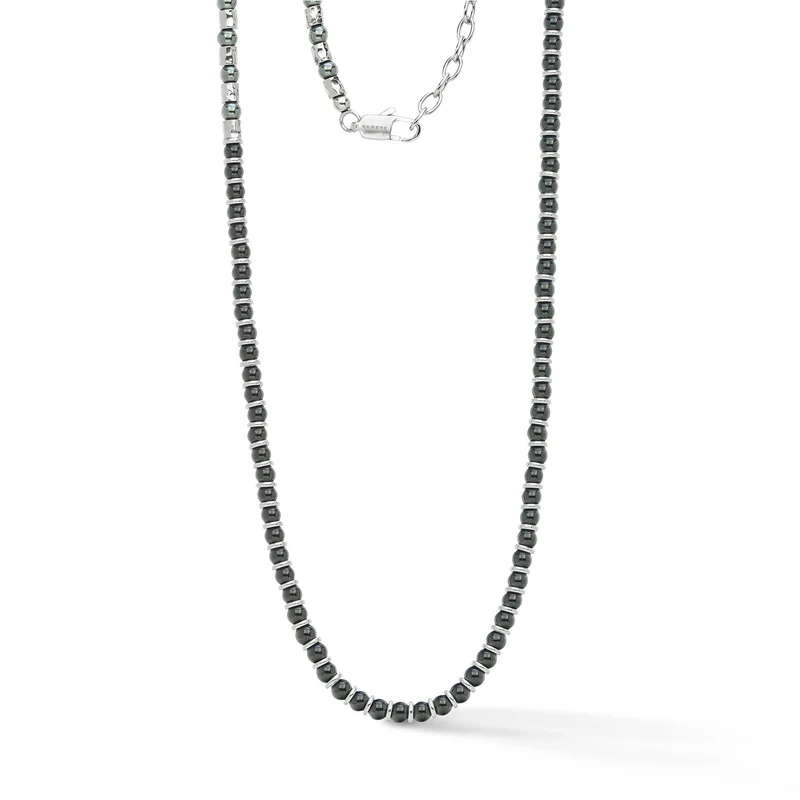 Comete Girocollo in acciaio con onice nero ed ematite UGL776