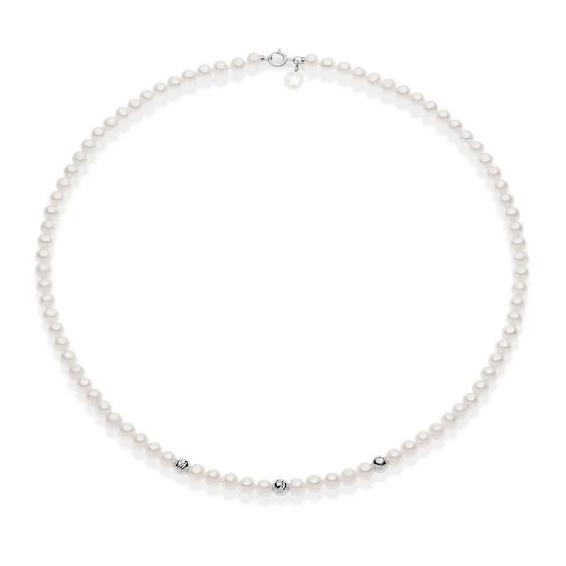 Comete Girocollo di perle e sfere decorate in oro bianco 375‰ KFWQ263B