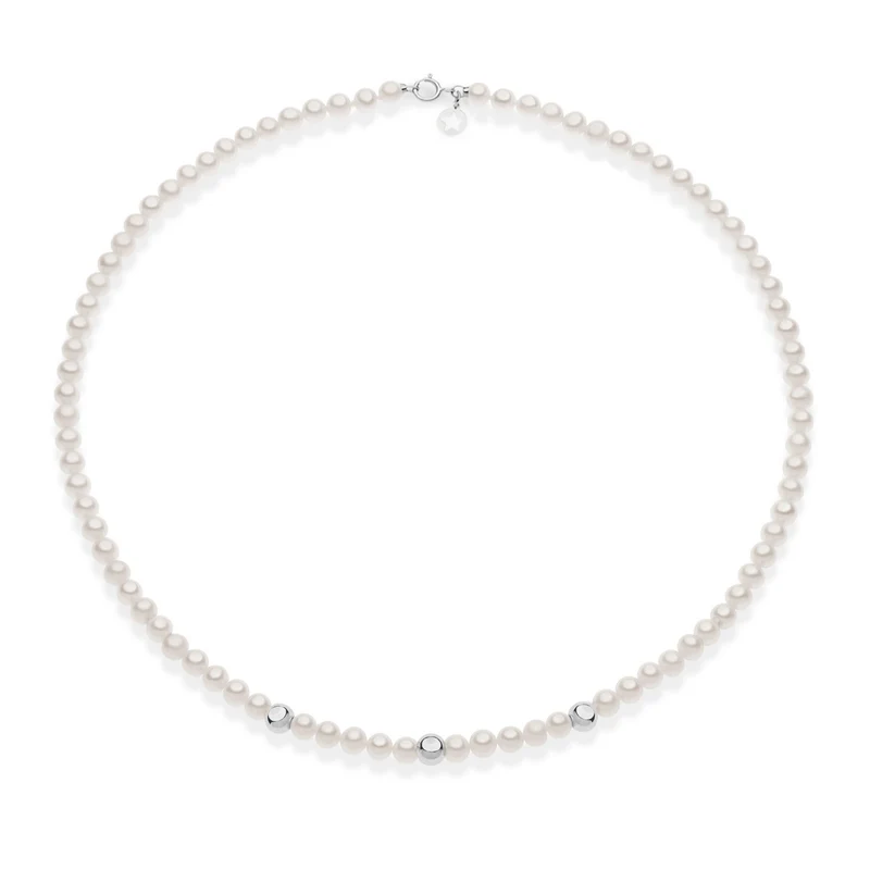 Comete Girocollo di perle e sfere in oro bianco 375‰ KFWQ265B