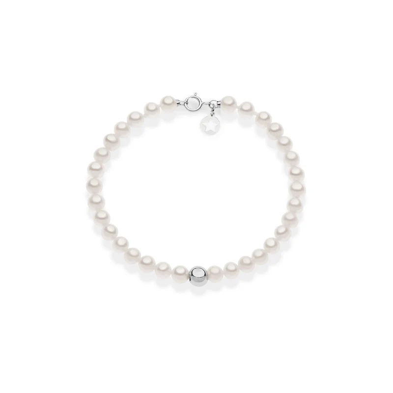 Comete Bracciale di perle e sfera in oro bianco 375‰ KBRQ264B