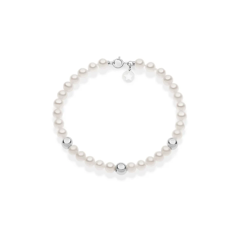 Comete Bracciale di perle e sfere in oro bianco 375‰ KBRQ265B
