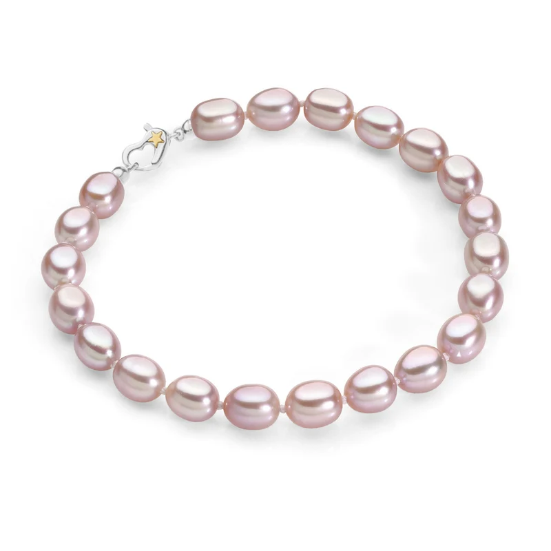 Comete Bracciale in argento 925‰ con perle lavanda e dettagli in oro 750‰ BRQ370