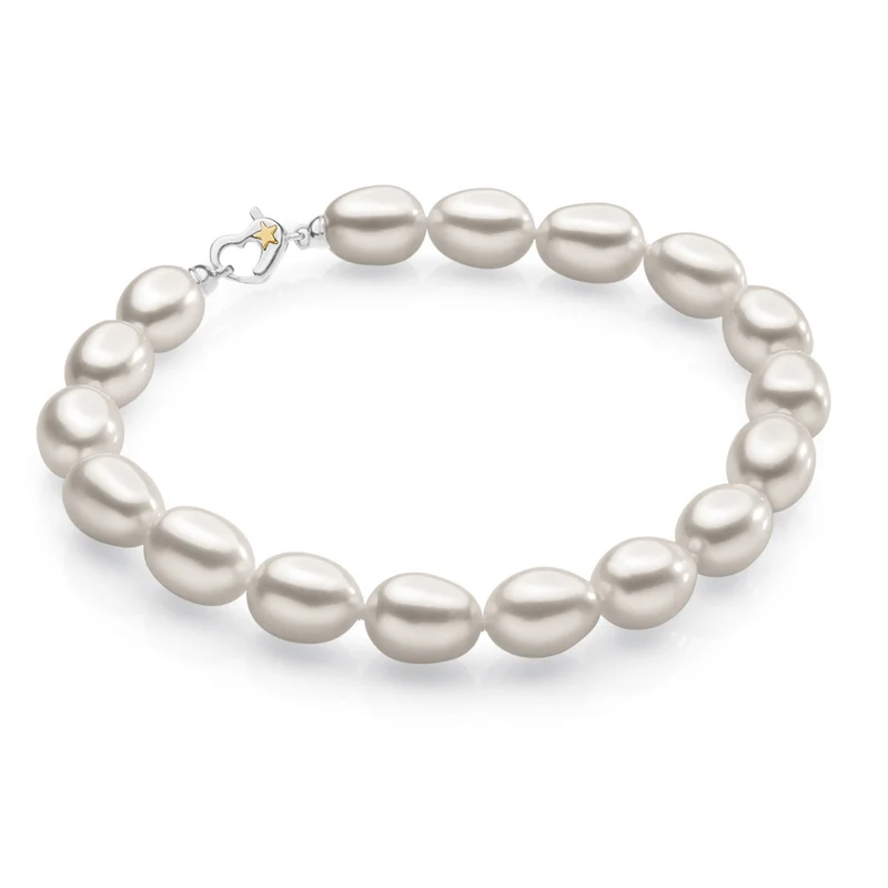 Comete Bracciale con perle ovali e dettagli in argento e oro BRQ371
