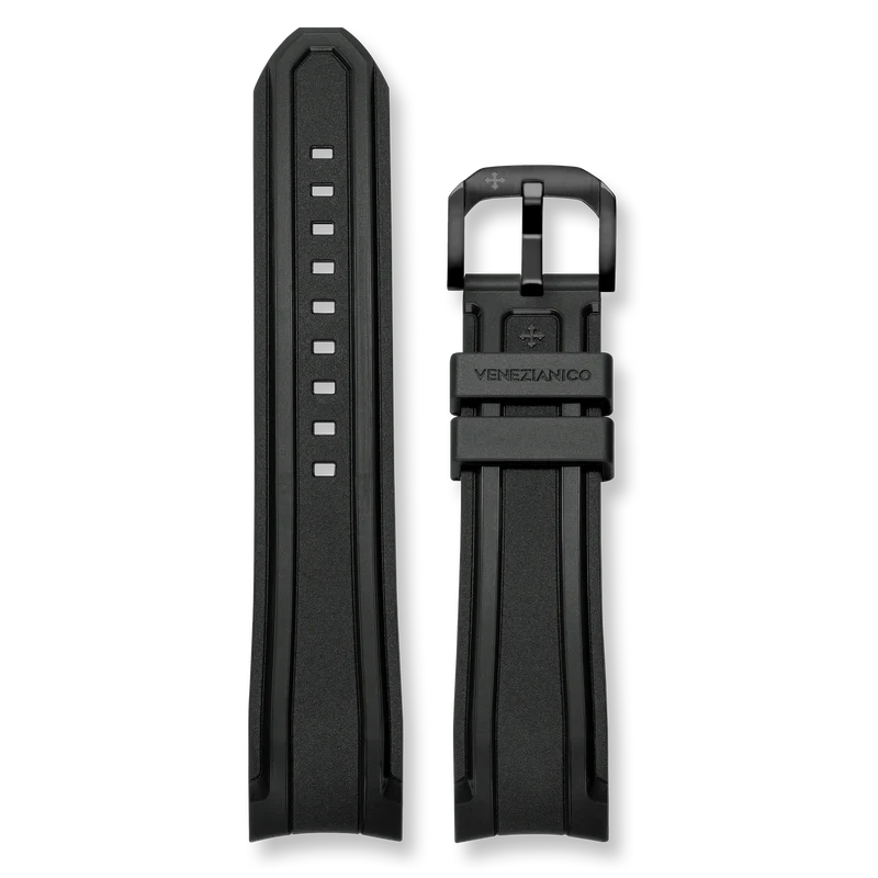 Venezianico Cinturino integrato in gomma Nero PVD 22mm