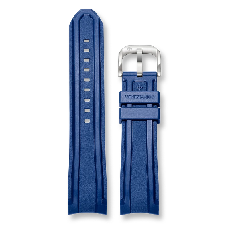 Venezianico Cinturino integrato in gomma Blu 22mm