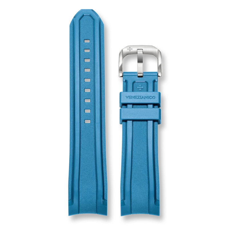Venezianico Cinturino integrato in gomma Azzurro 22mm