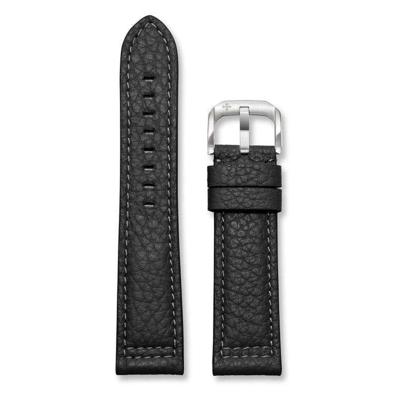Venezianico Cinturino in Pelle Nera goffrata 22mm