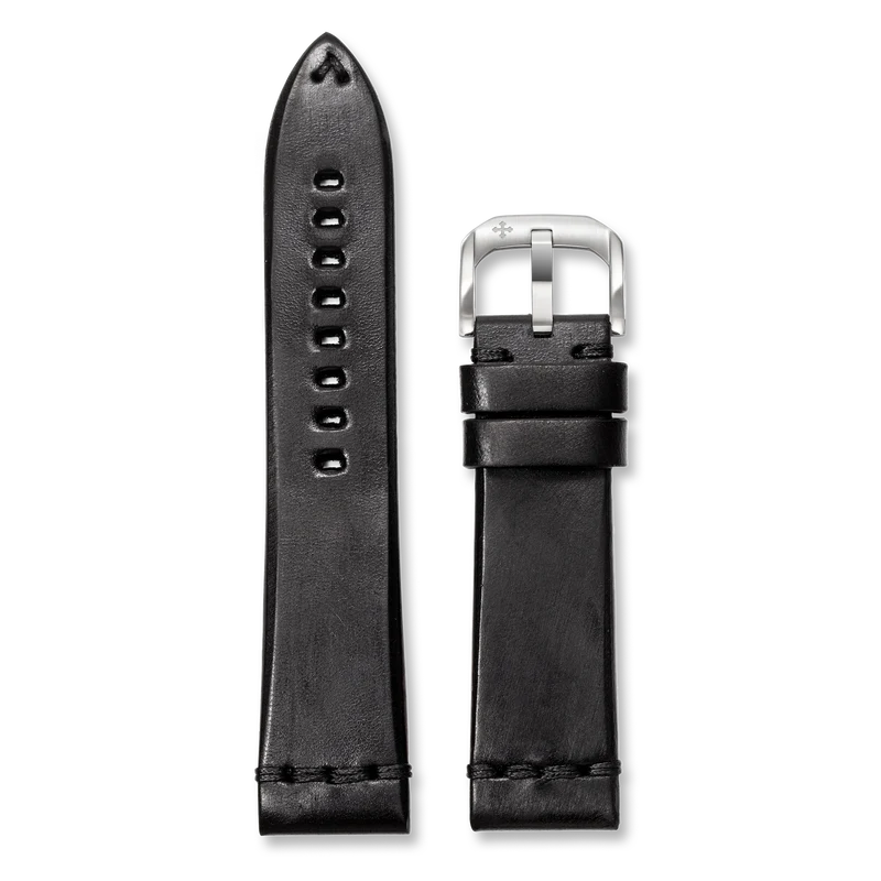 Venezianico Cinturino in Pelle Nera anticata 22mm