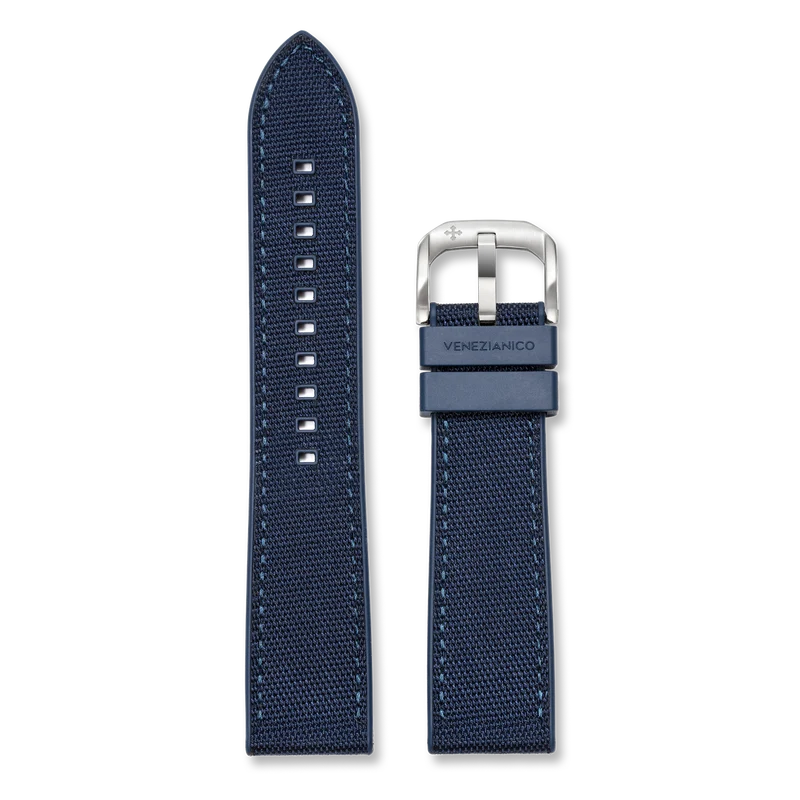 Venezianico Cinturino Ibrido Gomma-Tessile Blu 22mm