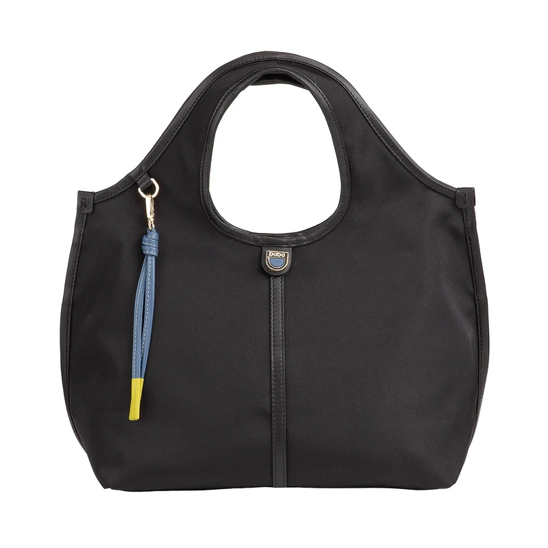 DUDU Borsa Donna a Mano a Tracolla Piccola in Nylon e Pelle – Shopper Leggera con Tracolla Regolabile e Chiusura Magnetica
