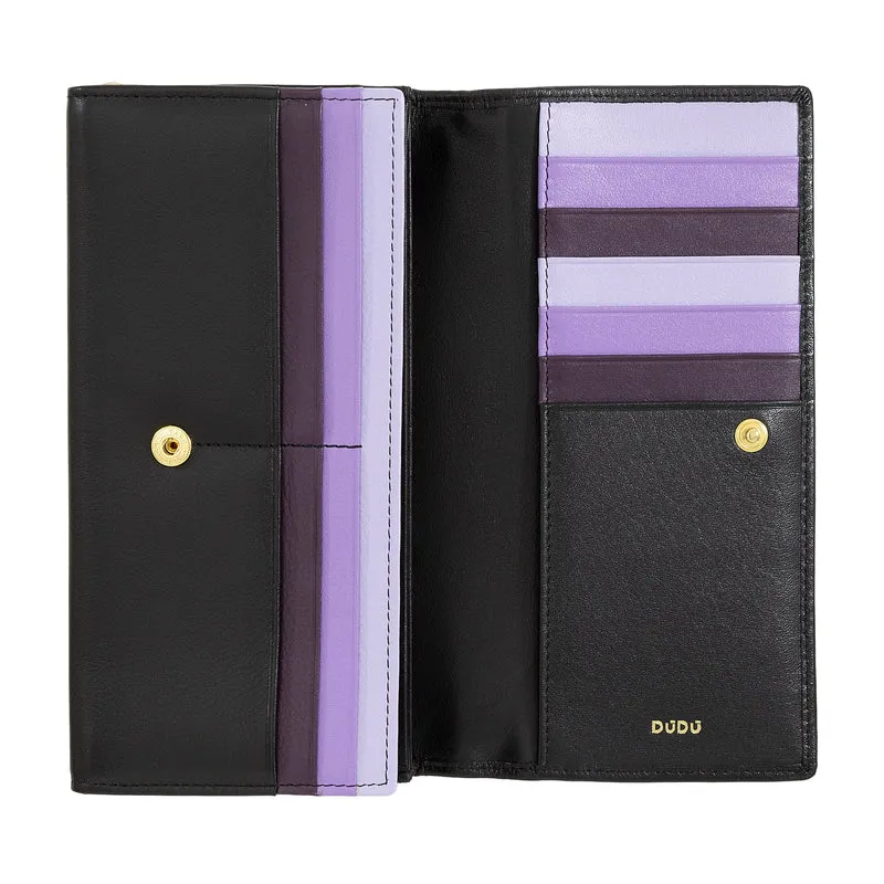 DUDU Portafoglio Donna Pelle RFID Design Colorato Lungo con Portamonete Zip 18 Porta Carte e Chiusura a Bottone