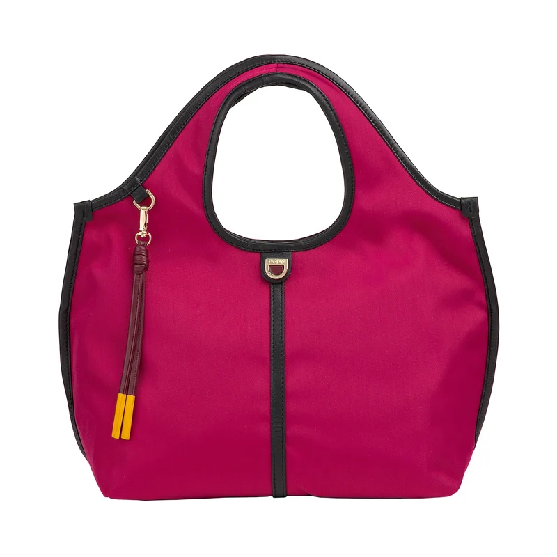 DUDU Borsa Donna a Mano a Tracolla Piccola in Nylon e Pelle – Shopper Leggera con Tracolla Regolabile e Chiusura Magnetica