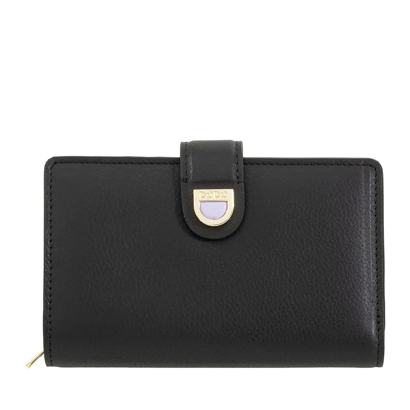 DUDU Portafoglio Donna in Pelle con Portamonete con Zip e Porta Carte - Portafogli Donna Elegante e Funzionale per Tessere, Banconote e Monete
