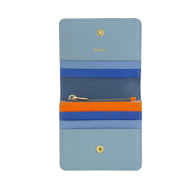 DUDU Portafoglio Donna Piccolo in Pelle Schermato RFID Colorato Ultra Compatto con Zip Interna e 8 Porta Carte Tessere